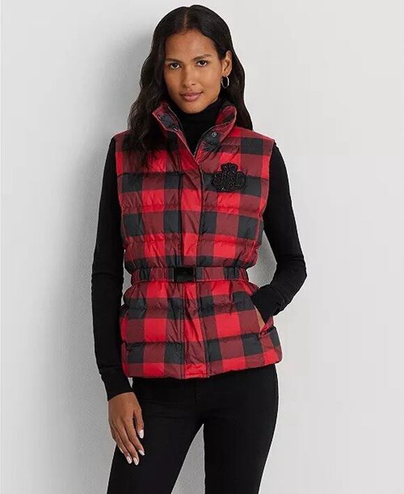Lauren Ralph Lauren Jackets & Blazers - Lauren Ralph Lauren Women's 10 Buffalo Check Quilted Down Vest Embellished Logo